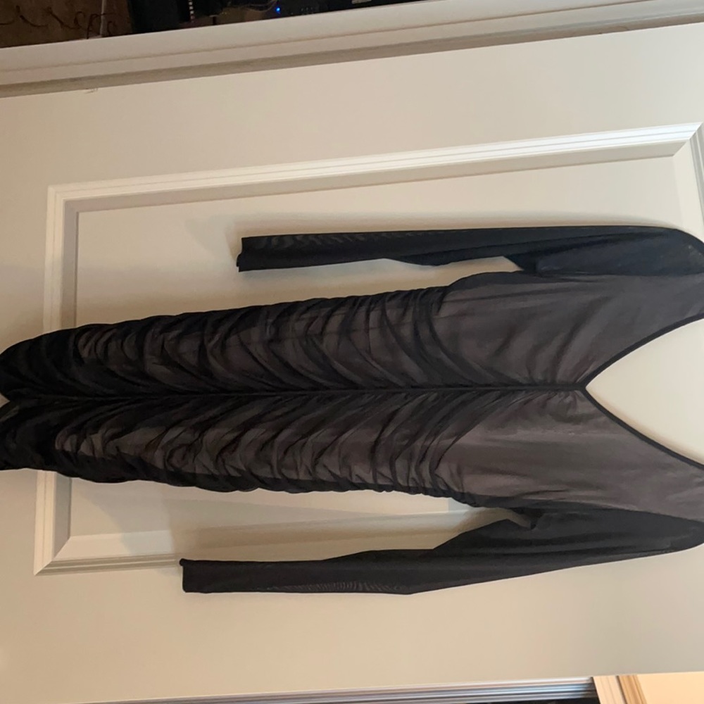 Beautiful Long Sleeve Black MIDI Dress